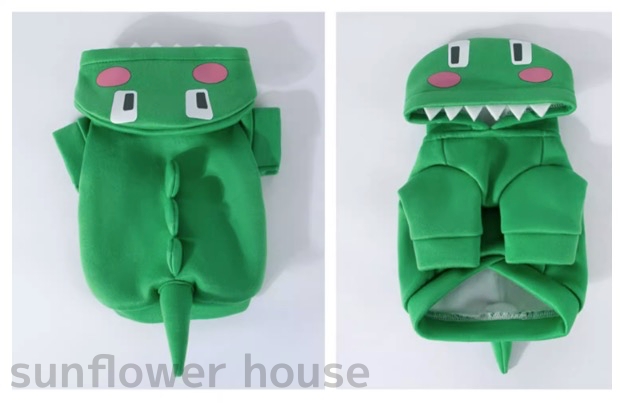 ペット服 ネコ服 怪獣服 恐竜服 緑色 部屋着 くつろぎ 快適 。 旅 イベント カジュアル 軽量 小旅行 かわいい おでかけ 着心地 