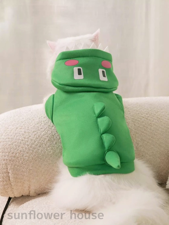 ペット服 ネコ服 怪獣服 恐竜服 緑色 部屋着 くつろぎ 快適 。 旅 イベント カジュアル 軽量 小旅行 かわいい おでかけ 着心地 