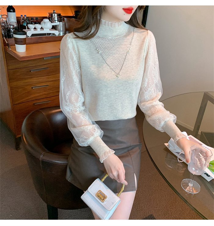 パフスリーブ 長袖シャツ ブラウス ニット トップス レディース Vネック 大人 キレイめ上品 長袖 シンプル カジュアル 