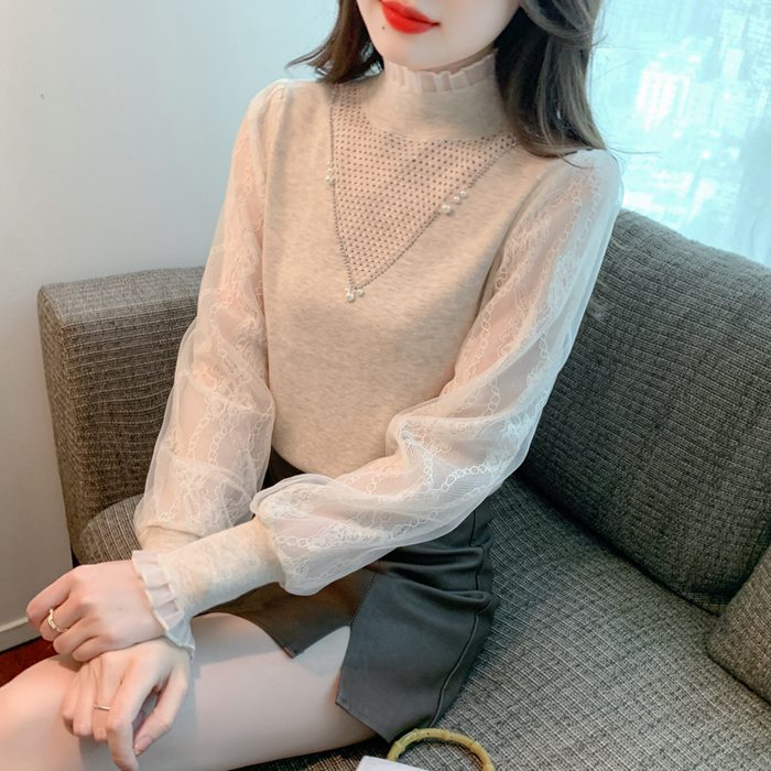 パフスリーブ 長袖シャツ ブラウス ニット トップス レディース Vネック 大人 キレイめ上品 長袖 シンプル カジュアル 