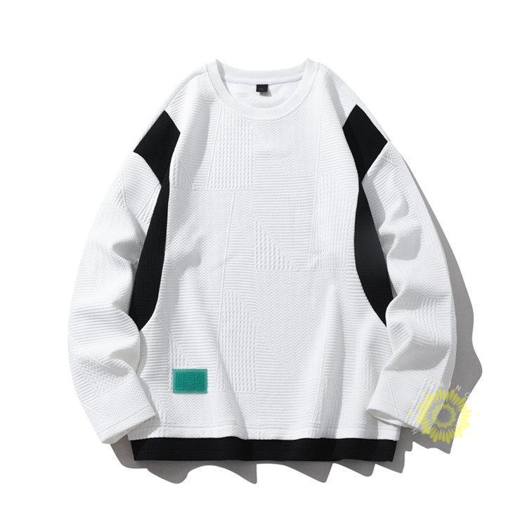 Tシャツ 長袖 メンズ ティーシャツ プルオーバー レイヤード風 カラー切替 秋 クルーネック 秋服長袖Tシャツ トップス 