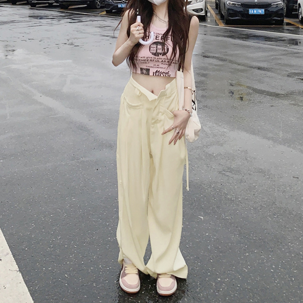 ワイドパンツ レディースハイウエスト韓国 。可  