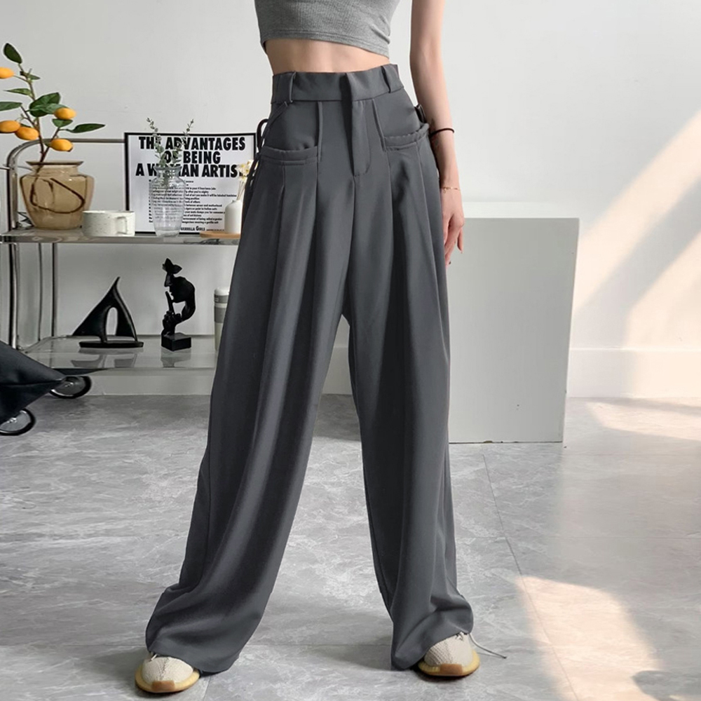 ワイドパンツ レディースハイウエスト韓国 。可  