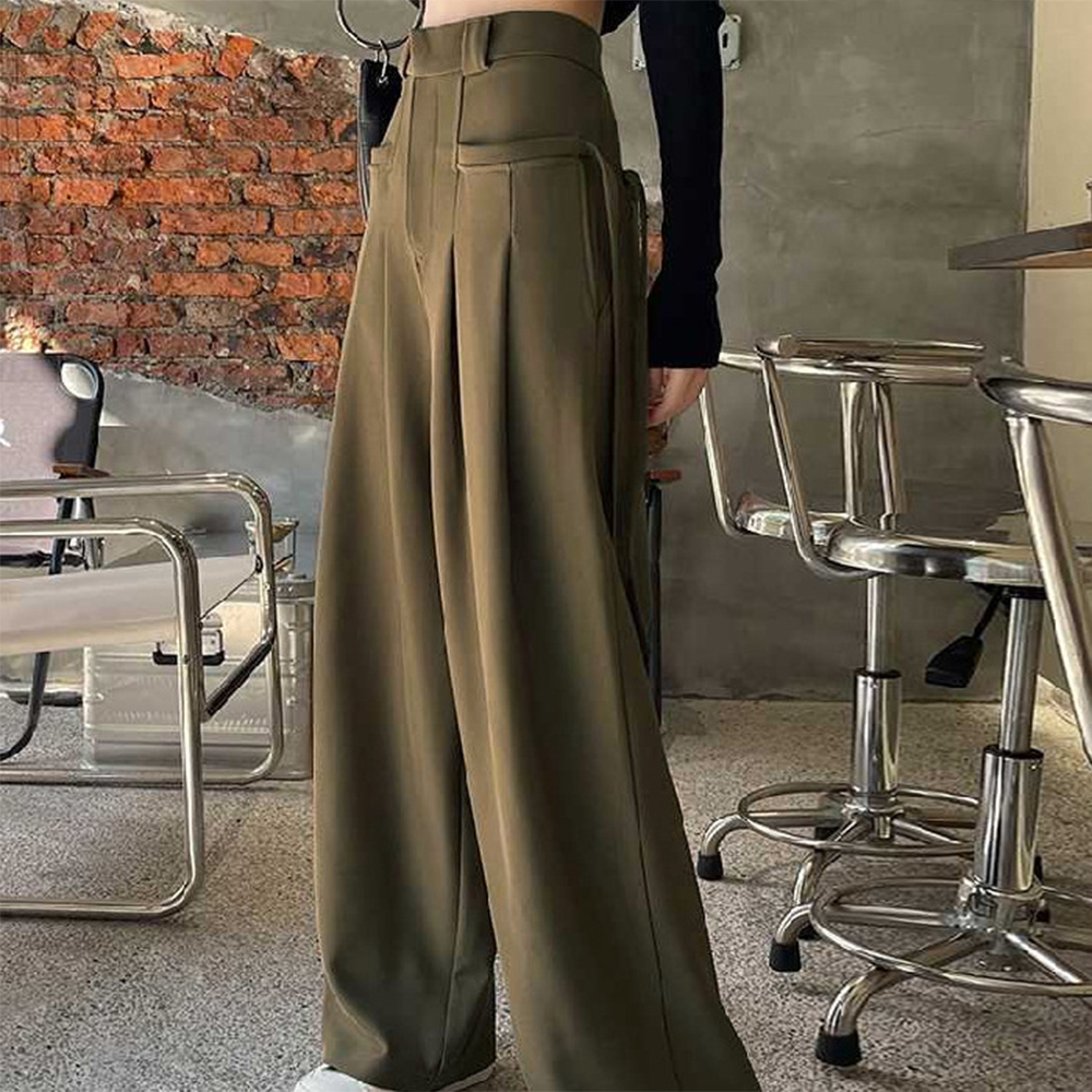 ワイドパンツ レディースハイウエスト韓国 。可  