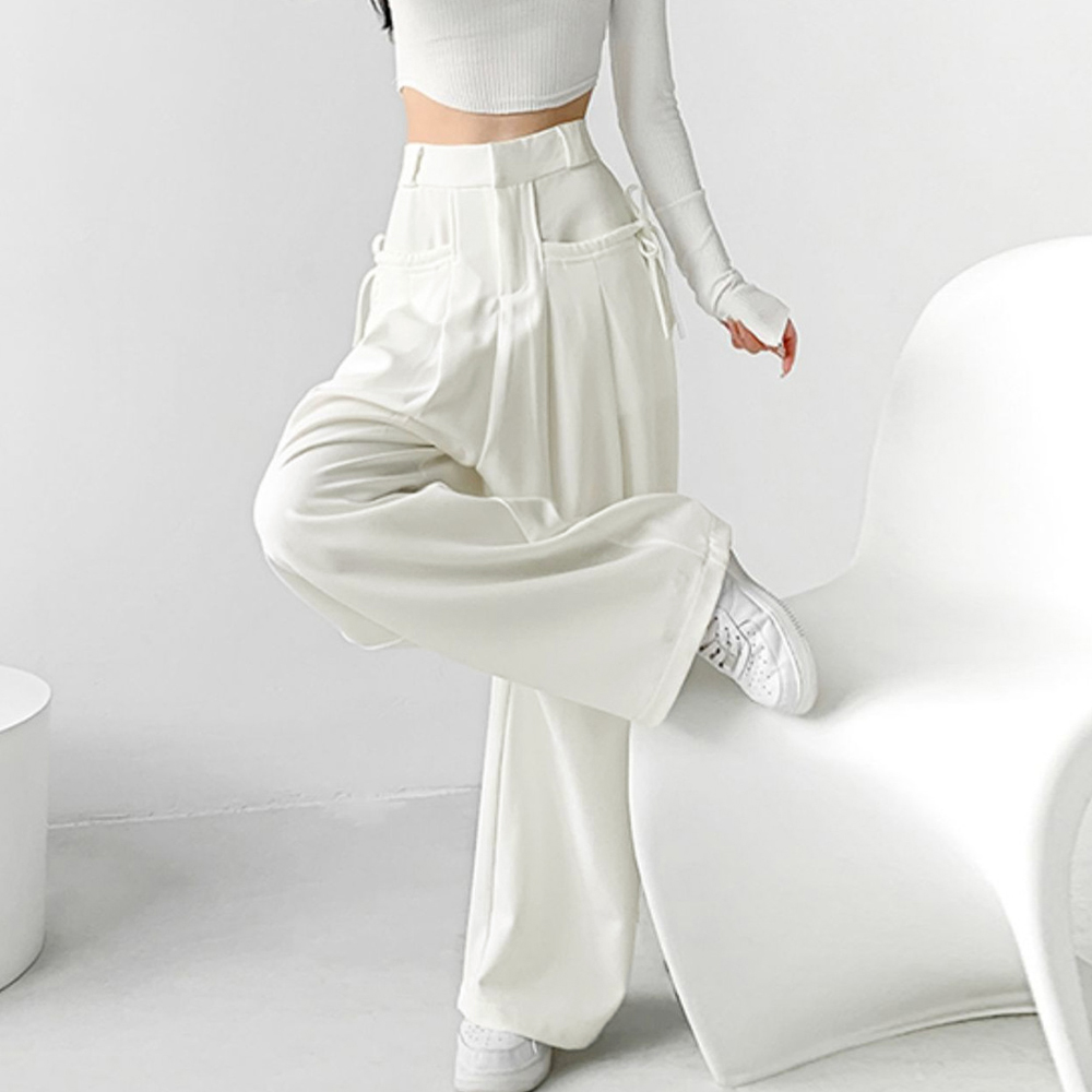 ワイドパンツ レディースハイウエスト韓国 。可  