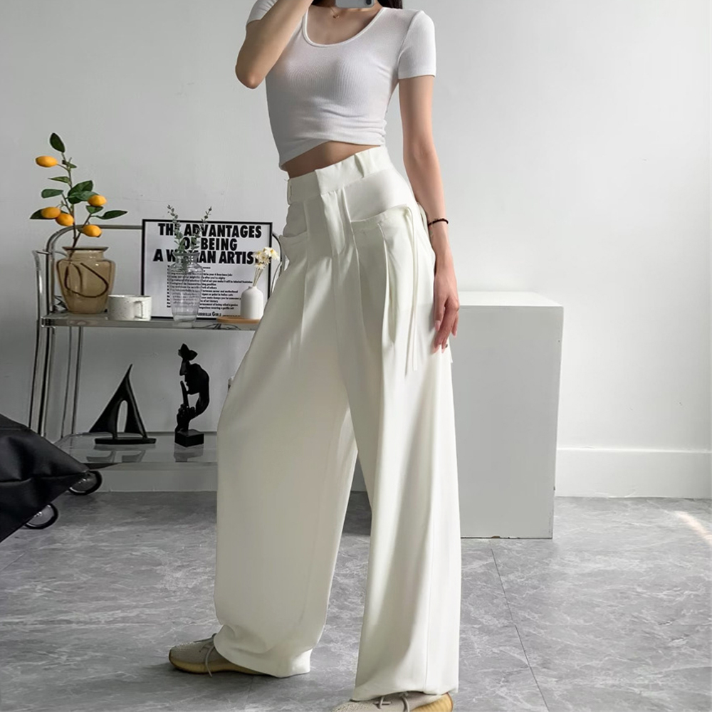 ワイドパンツ レディースハイウエスト韓国 。可  