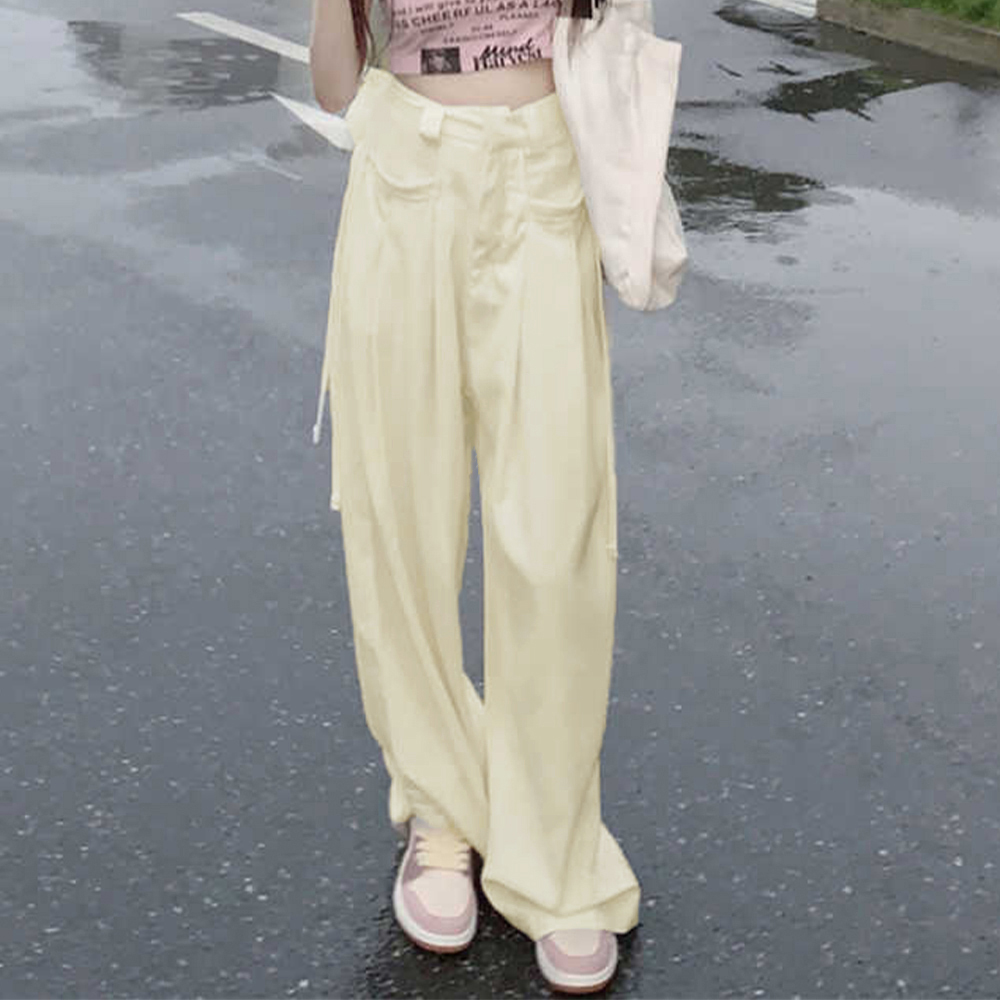 ワイドパンツ レディースハイウエスト韓国 。可  