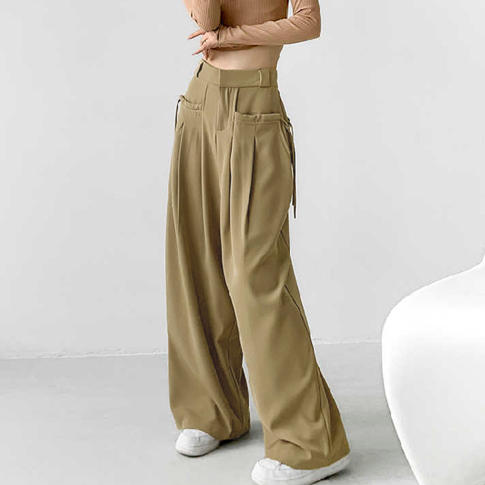 ワイドパンツ レディースハイウエスト韓国 。可  