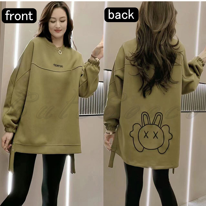 トレーナ ロゴ レディース トップス スウェット 長袖 ロング丈 ルーズフィット 後ろプリント カジュアル アルファベット 送料無料 秋 冬 デイ春 