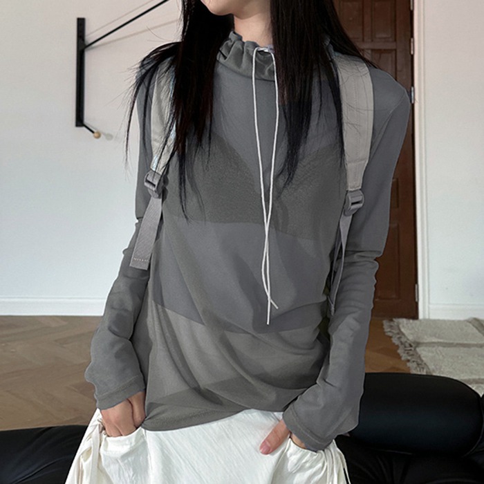 Tシャツ レディース 長袖Tシャツ 長袖 シースルー 透け感 トップス カジュアル 通気性 ボトルネック メッシュ セクシー 薄手 