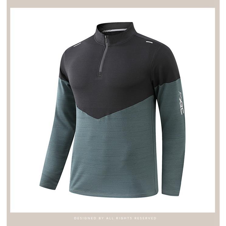長袖Tシャツ メンズ Tシャツ ボトルネック ファスナー 長袖 速乾性 配色 カジュアル トップス 通気性 弾力性 ストレッチ 