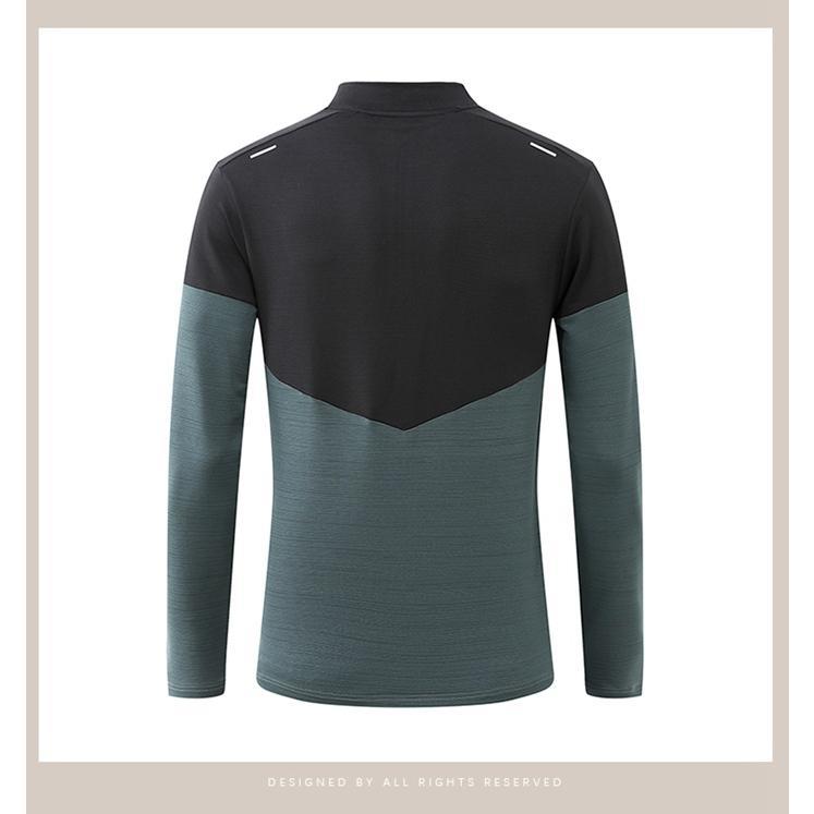 長袖Tシャツ メンズ Tシャツ ボトルネック ファスナー 長袖 速乾性 配色 カジュアル トップス 通気性 弾力性 ストレッチ 