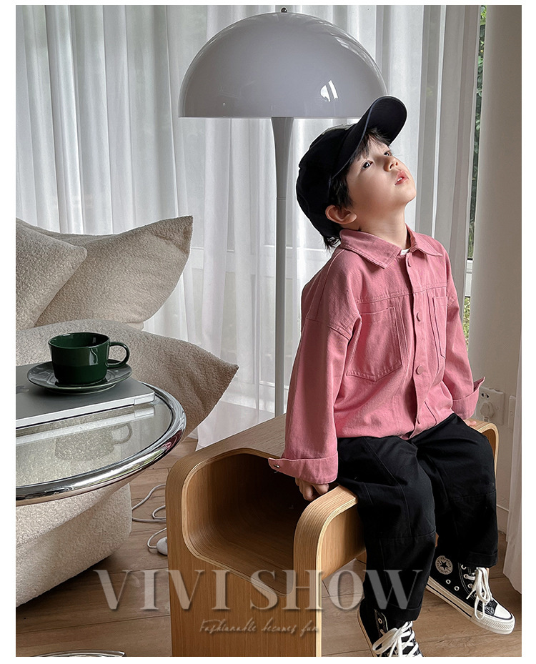 キッズ シャツ 長袖 トップス アウター スナップボタン シンプル おしゃれ 着やすい ゆったり かわいい ノーカジュアルシャツ あわせやすい 動きやすい 