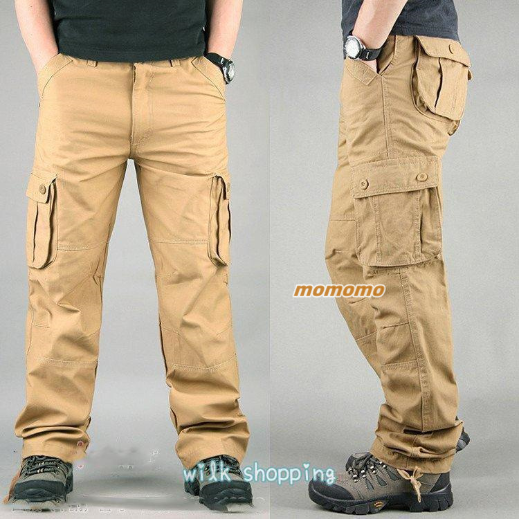カーゴパンツ メンズ 大きいサイズ ゆったり 綿100％ 作業服 迷彩 ズボン 無地 8ポケット ボカラーパンツ 