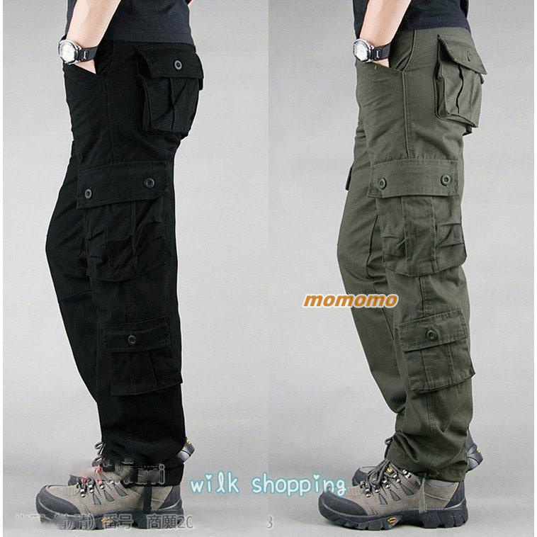 カーゴパンツ メンズ 大きいサイズ ゆったり 綿100％ 作業服 迷彩 ズボン 無地 8ポケット ボカラーパンツ 