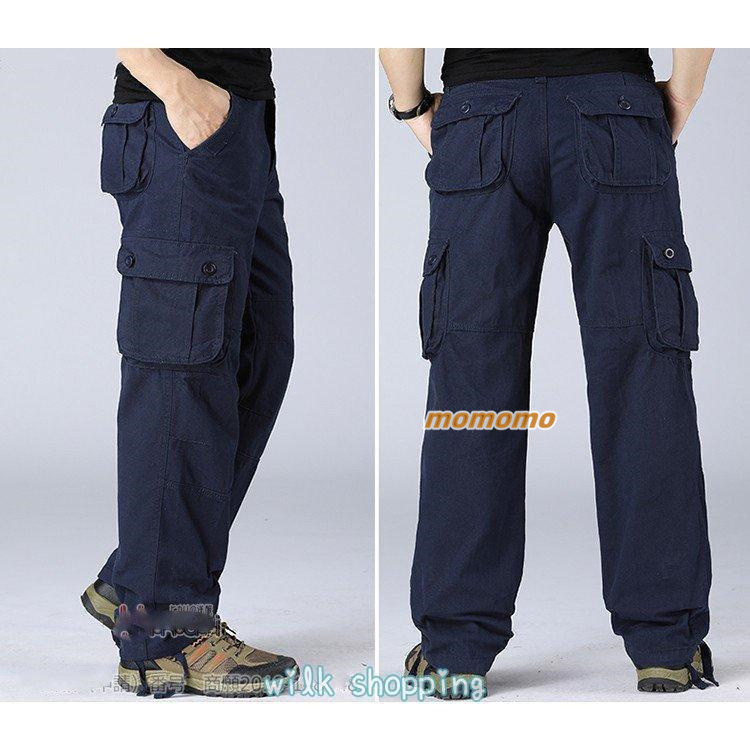 カーゴパンツ メンズ 大きいサイズ ゆったり 綿100％ 作業服 迷彩 ズボン 無地 8ポケット ボカラーパンツ 