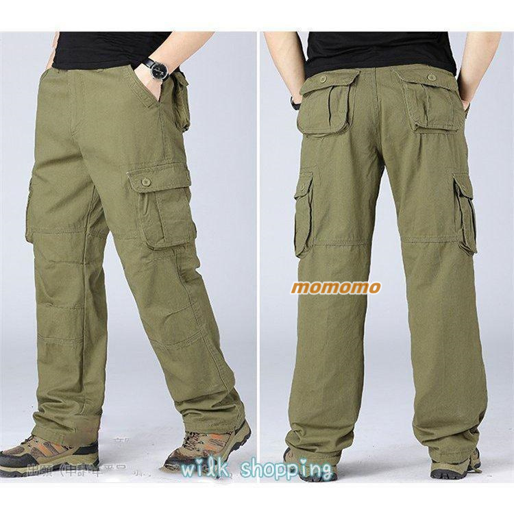カーゴパンツ メンズ 大きいサイズ ゆったり 綿100％ 作業服 迷彩 ズボン 無地 8ポケット ボカラーパンツ 