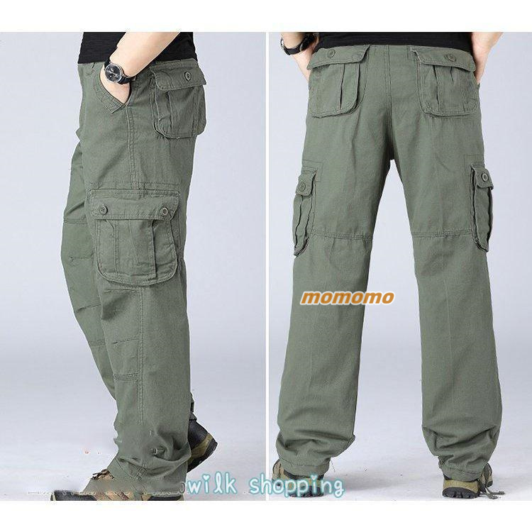 カーゴパンツ メンズ 大きいサイズ ゆったり 綿100％ 作業服 迷彩 ズボン 無地 8ポケット ボカラーパンツ 