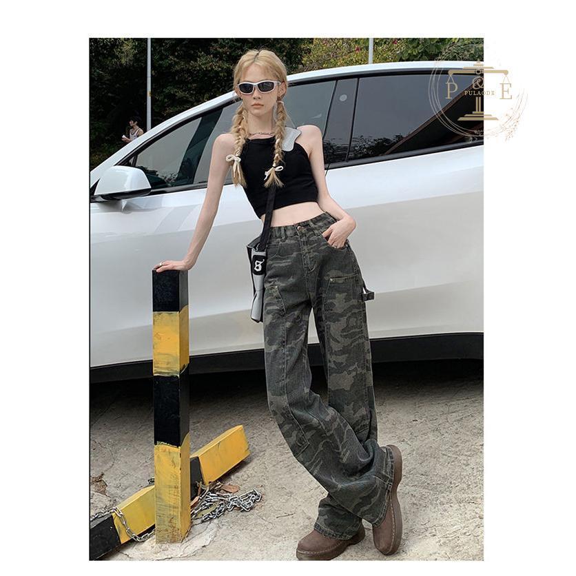 デニムパンツ レディース ジーンズ ジーパン 迷彩カーゴパンツ ガウチョパンツ ワイドパンツ 美シルエット 春夏秋 ファッション ゆったり 