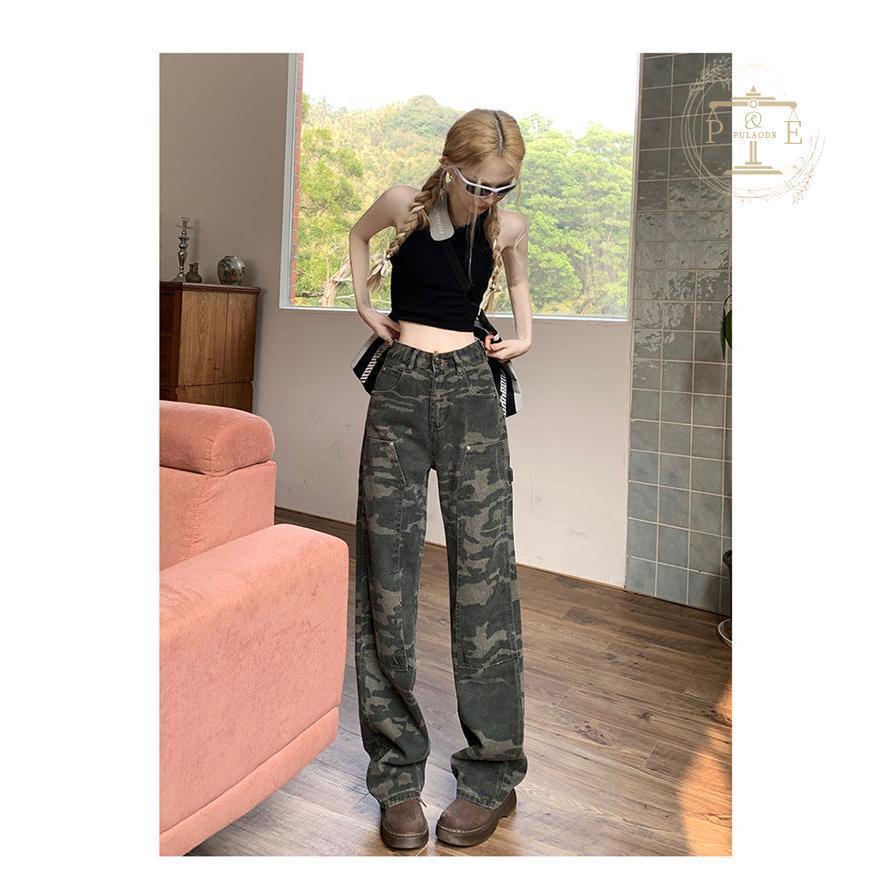 デニムパンツ レディース ジーンズ ジーパン 迷彩カーゴパンツ ガウチョパンツ ワイドパンツ 美シルエット 春夏秋 ファッション ゆったり 