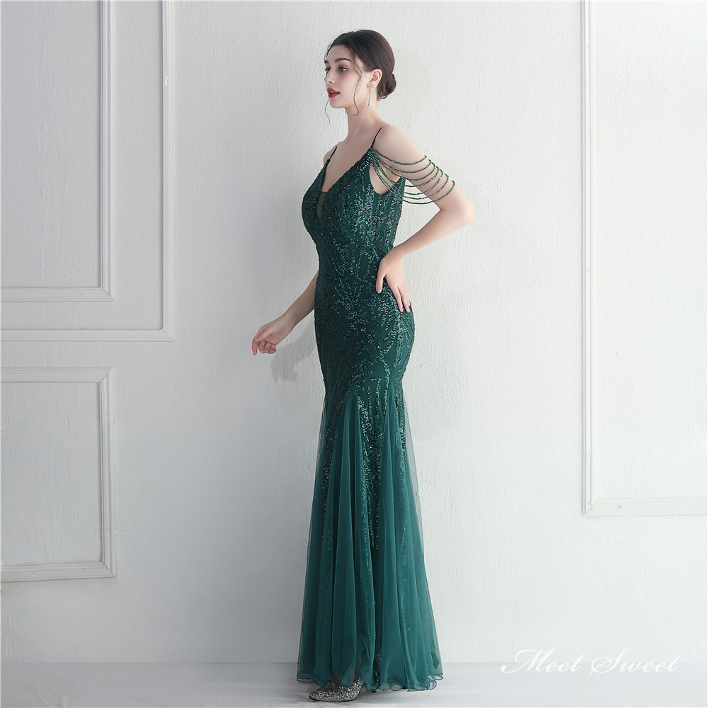 カラードレス マーメイドドレス パーティードレス ビーズ イブニングドレス ウェディングドレス キラキラ 二次会 結婚式 発表会 ファスナー ノースリーブ 
