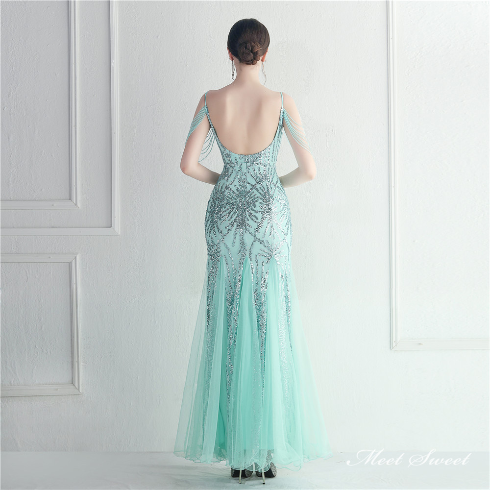 カラードレス マーメイドドレス パーティードレス ビーズ イブニングドレス ウェディングドレス キラキラ 二次会 結婚式 発表会 ファスナー ノースリーブ 