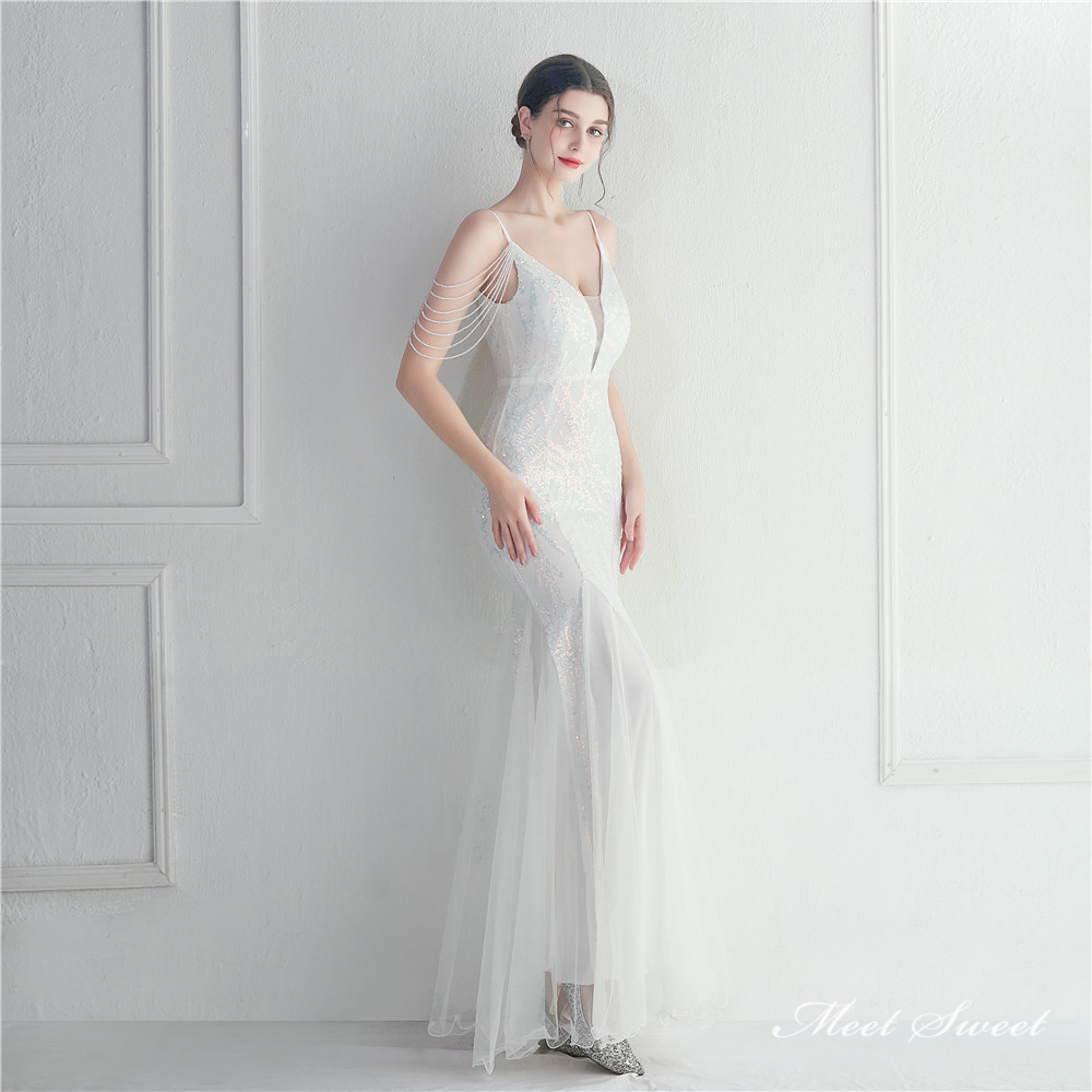 カラードレス マーメイドドレス パーティードレス ビーズ イブニングドレス ウェディングドレス キラキラ 二次会 結婚式 発表会 ファスナー ノースリーブ 