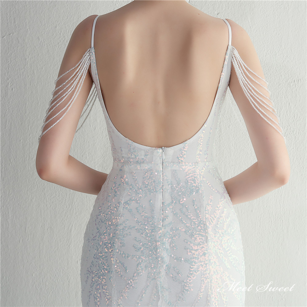 カラードレス マーメイドドレス パーティードレス ビーズ イブニングドレス ウェディングドレス キラキラ 二次会 結婚式 発表会 ファスナー ノースリーブ 