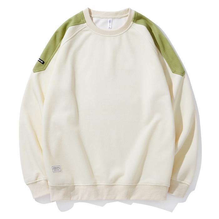 トレーナー メンズ 切り替え クルーネック 配色 ゆったり 長袖 トップス ルームウェア スウェット カジュアル バイ無地 