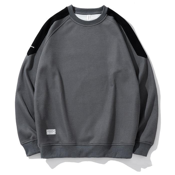 トレーナー メンズ 切り替え クルーネック 配色 ゆったり 長袖 トップス ルームウェア スウェット カジュアル バイ無地 