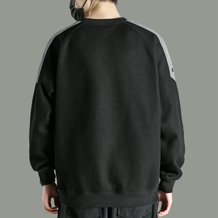 トレーナー メンズ 切り替え クルーネック 配色 ゆったり 長袖 トップス ルームウェア スウェット カジュアル バイ無地 