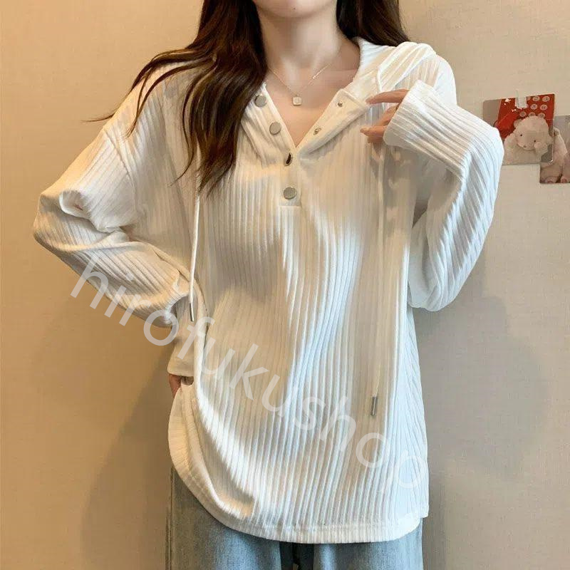 長袖プルオーバー レディース 長袖Tシャツ フード付き カットソー トップス カジュアル シンプル 柔らかい ゆったり 春秋 体型カバー 
