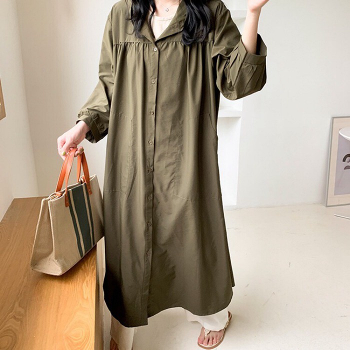 トレンチコート ロングコート シャツワンピース ロング丈 羽織り 体型カバー レディース 秋 ドルマン ビッグシルエット 大きいサイズ 