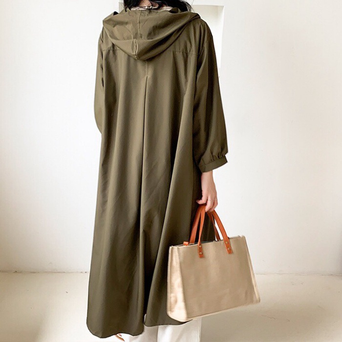 トレンチコート ロングコート シャツワンピース ロング丈 羽織り 体型カバー レディース 秋 ドルマン ビッグシルエット 大きいサイズ 