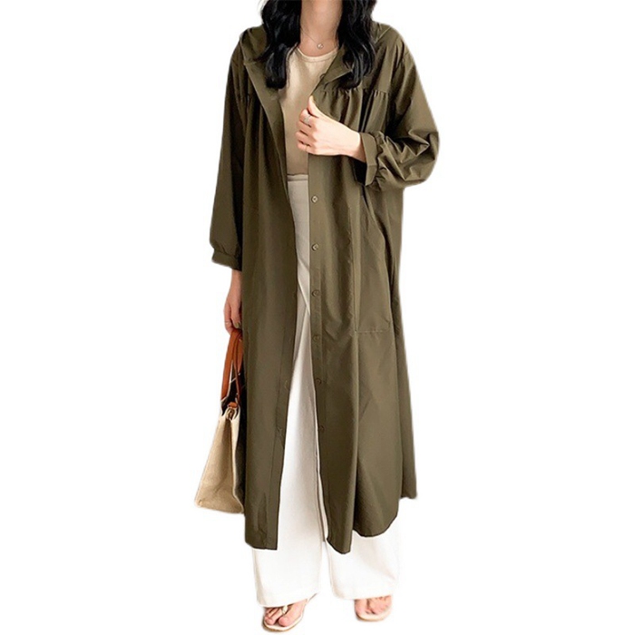 トレンチコート ロングコート シャツワンピース ロング丈 羽織り 体型カバー レディース 秋 ドルマン ビッグシルエット 大きいサイズ 