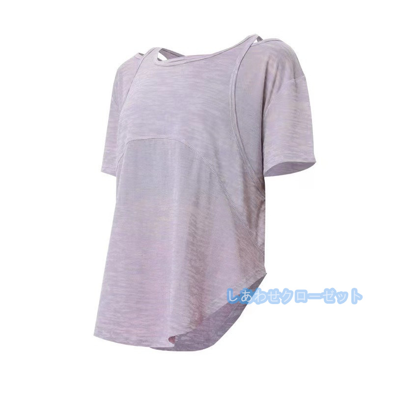 ヨガウェア レディース トップス 半袖 Tシャツ ホットヨガ かわいい フィットネス ランニングウェア 吸汗 速乾 スポーツウェア おしゃれ 
