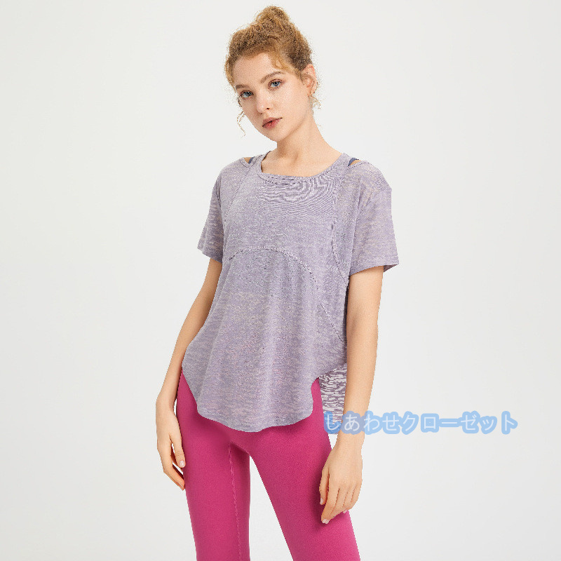 ヨガウェア レディース トップス 半袖 Tシャツ ホットヨガ かわいい フィットネス ランニングウェア 吸汗 速乾 スポーツウェア おしゃれ 