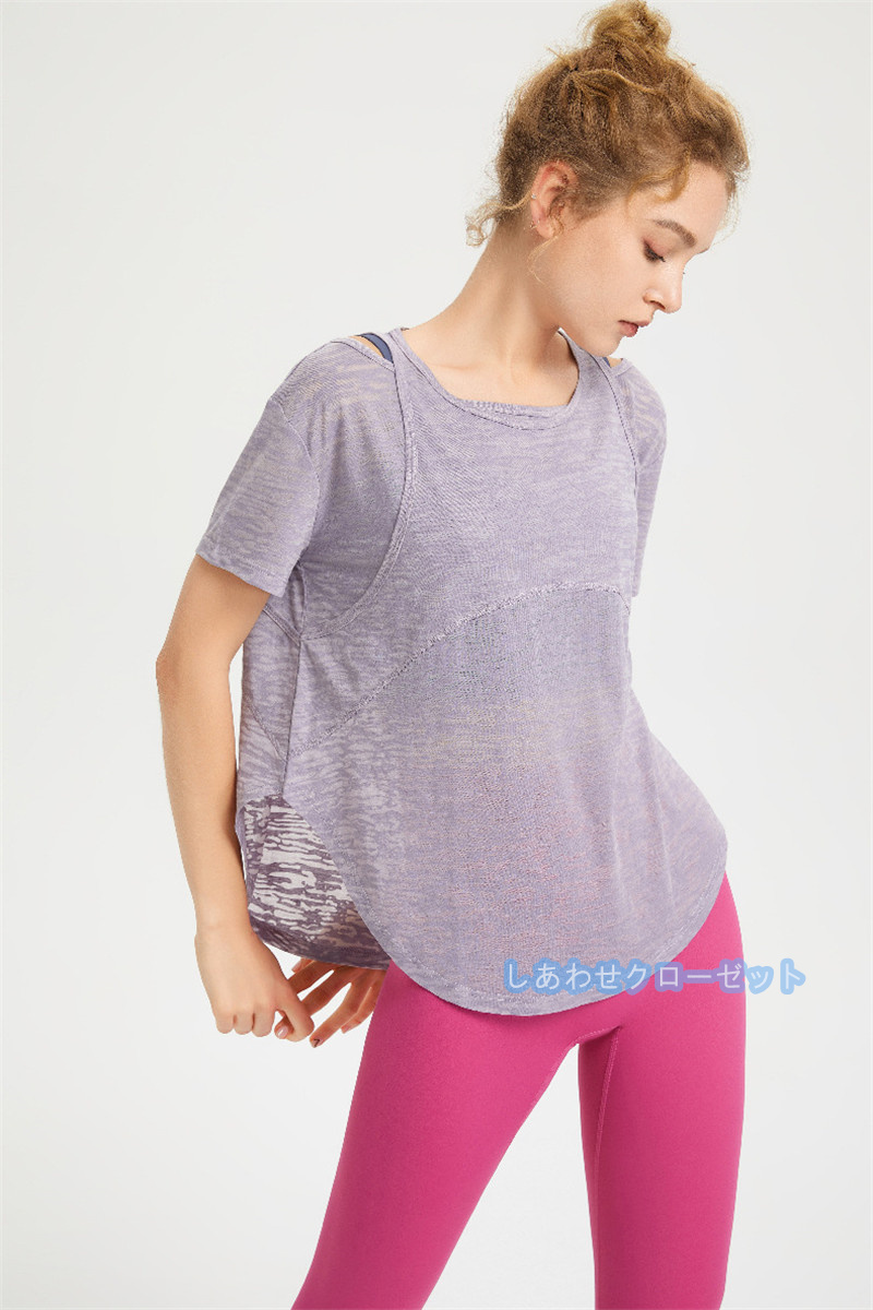 ヨガウェア レディース トップス 半袖 Tシャツ ホットヨガ かわいい フィットネス ランニングウェア 吸汗 速乾 スポーツウェア おしゃれ 