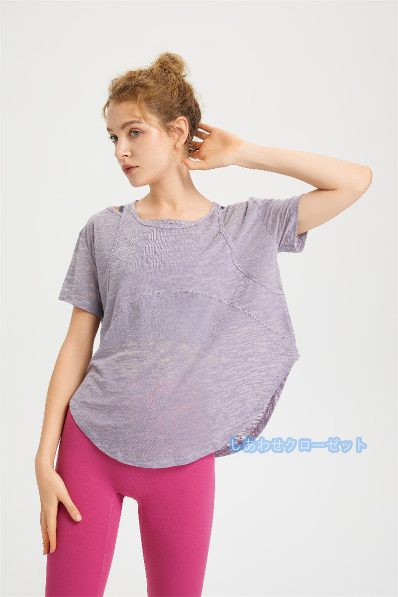 ヨガウェア レディース トップス 半袖 Tシャツ ホットヨガ かわいい フィットネス ランニングウェア 吸汗 速乾 スポーツウェア おしゃれ 