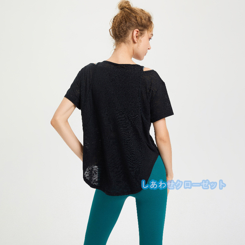 ヨガウェア レディース トップス 半袖 Tシャツ ホットヨガ かわいい フィットネス ランニングウェア 吸汗 速乾 スポーツウェア おしゃれ 