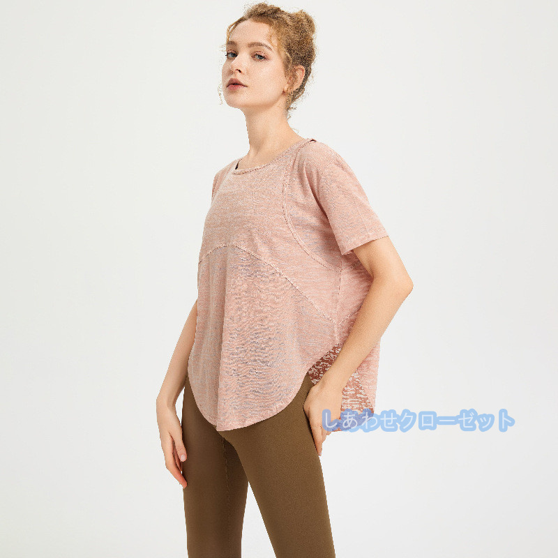 ヨガウェア レディース トップス 半袖 Tシャツ ホットヨガ かわいい フィットネス ランニングウェア 吸汗 速乾 スポーツウェア おしゃれ 