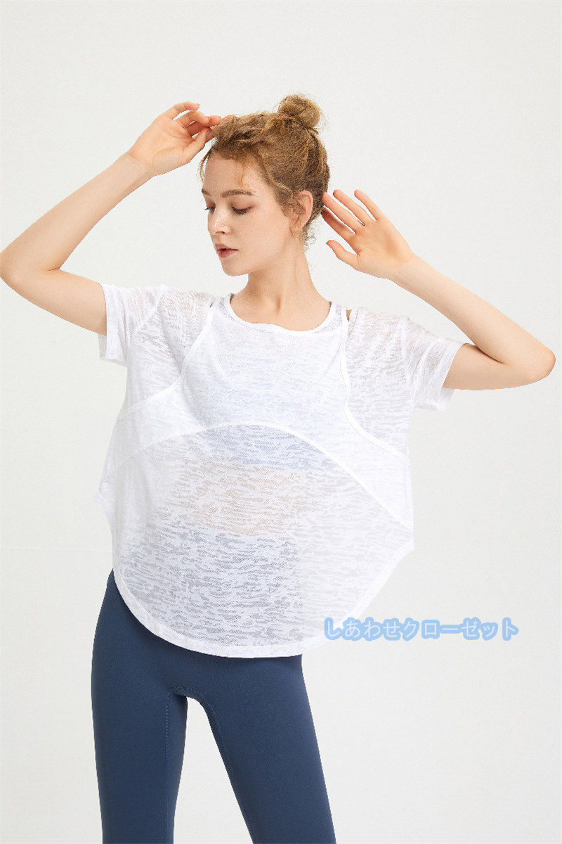 ヨガウェア レディース トップス 半袖 Tシャツ ホットヨガ かわいい フィットネス ランニングウェア 吸汗 速乾 スポーツウェア おしゃれ 