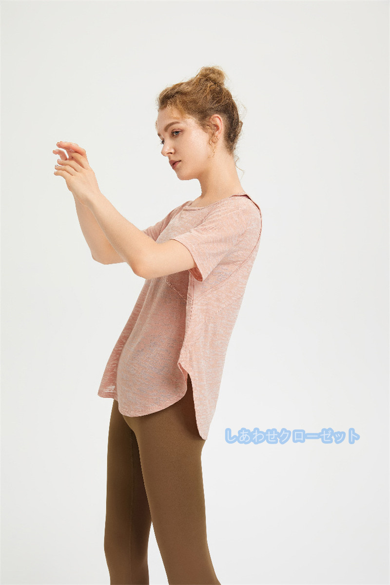 ヨガウェア レディース トップス 半袖 Tシャツ ホットヨガ かわいい フィットネス ランニングウェア 吸汗 速乾 スポーツウェア おしゃれ 