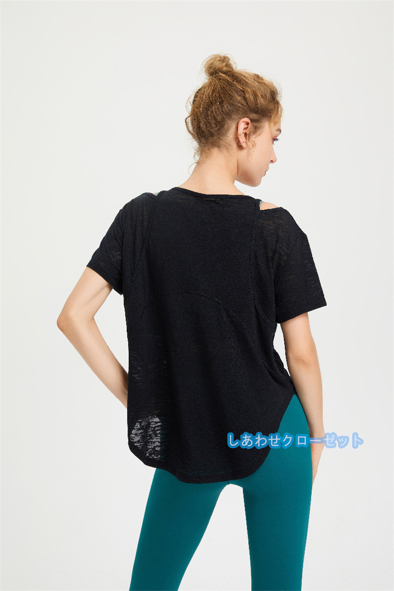 ヨガウェア レディース トップス 半袖 Tシャツ ホットヨガ かわいい フィットネス ランニングウェア 吸汗 速乾 スポーツウェア おしゃれ 