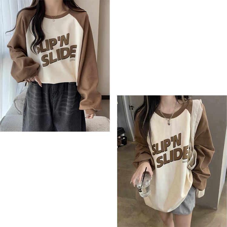 全品送料無料一部除く ロゴプリント ラグラン ロングTシャツ ロンT 英字 レディース 韓国 おしゃれ プチプラ 