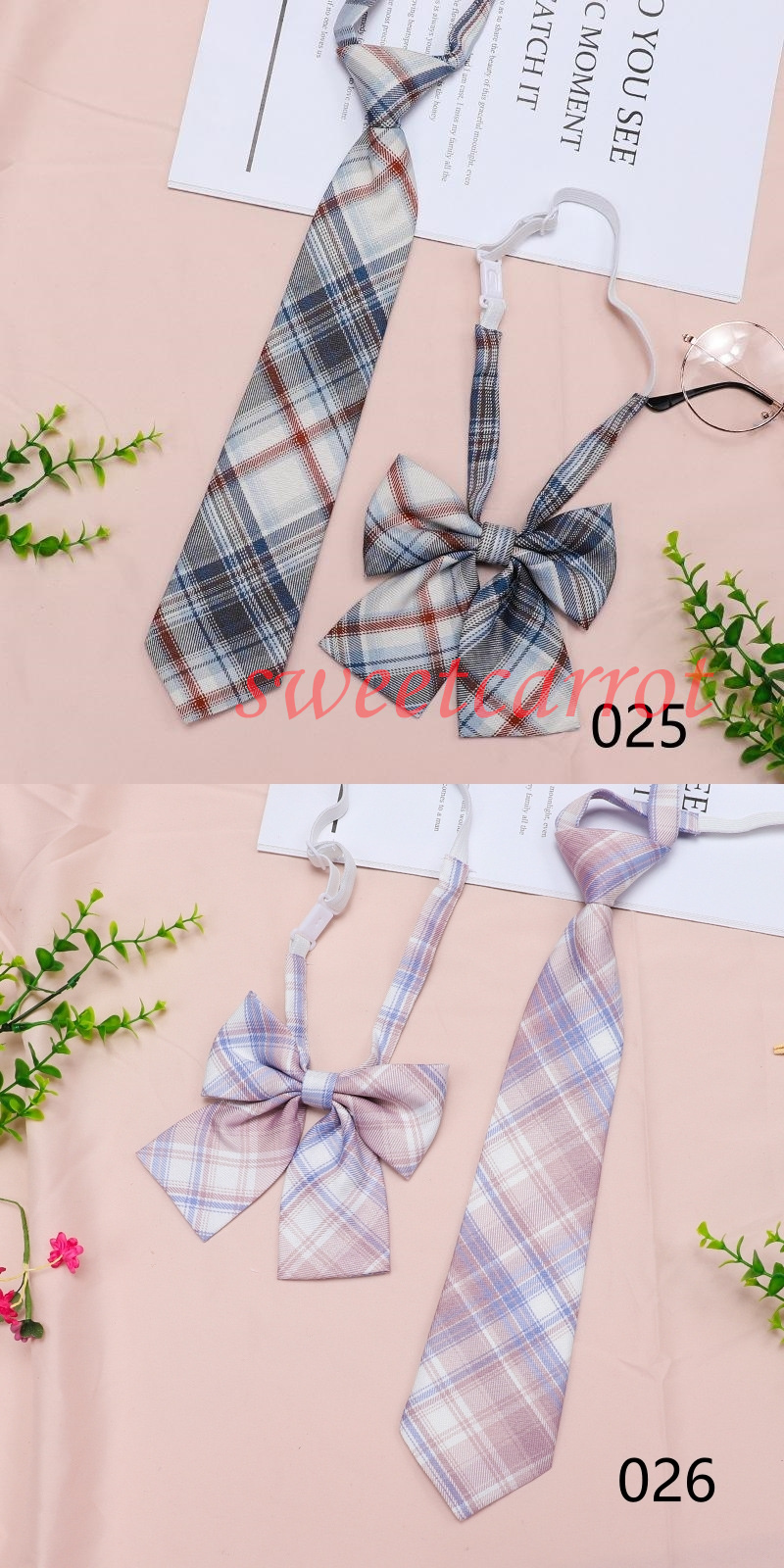 スクールリボン 2点セット ネクタイ レディース チェック柄 制服 セーラー服 入学式 スクールネクタイ 学生卒業式 高校生 スクールタイ 女子 韓国風 