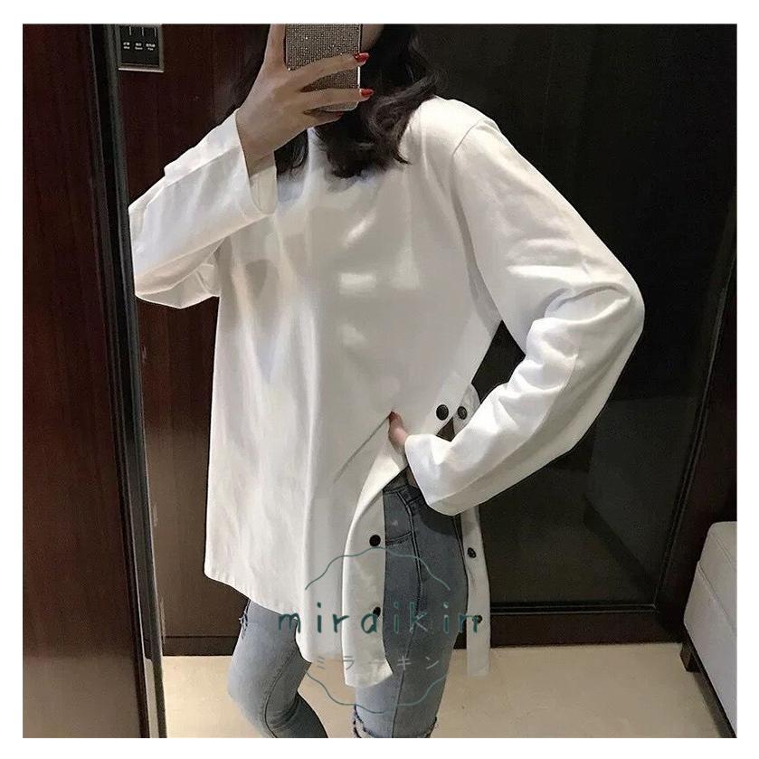 Tシャツ レディース 40代 秋冬長袖Tシャツ 白 スエットシャツ トレーナー 着痩せ30代50代 無地 おしゃれ トップス プルオーバー カジュアル可愛い ゆったり 