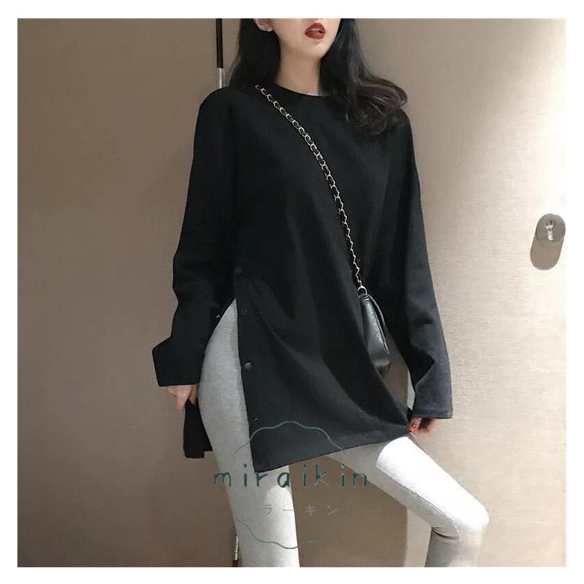 Tシャツ レディース 40代 秋冬長袖Tシャツ 白 スエットシャツ トレーナー 着痩せ30代50代 無地 おしゃれ トップス プルオーバー カジュアル可愛い ゆったり 