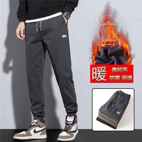 サルエルパンツ メンズ 裏起毛パンツ ジーンズ 厚手 暖かい 厚手 暖ズボン 暖パン ストレッチパンツ 裏起毛 やや伸縮 秋冬 