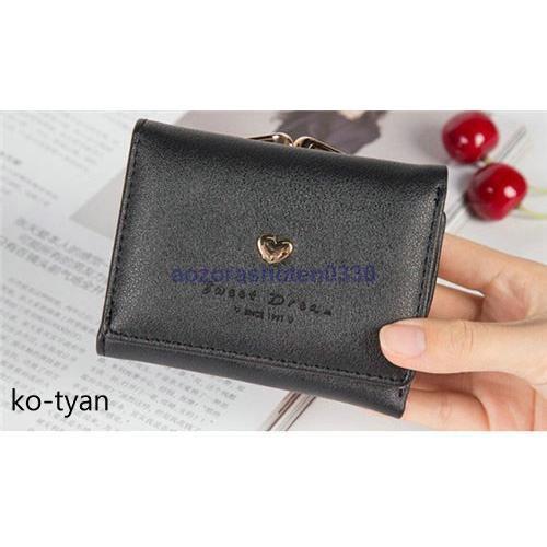 財布 折り財布 レディース ハート付き がま口 全4色 結婚式 ミニウォレット パーティー おしゃれ プレゼント 